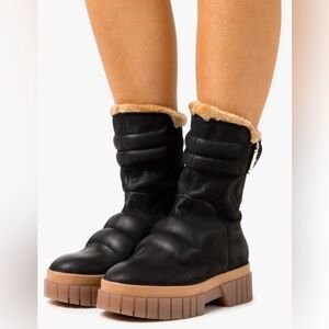 Never worn, Free People Fable Boots Faux Fur Black Leather MSRP $188